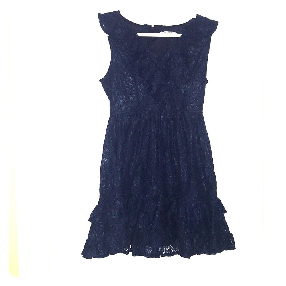 WORN ONCE Beautifully detailed lacy navy dress
